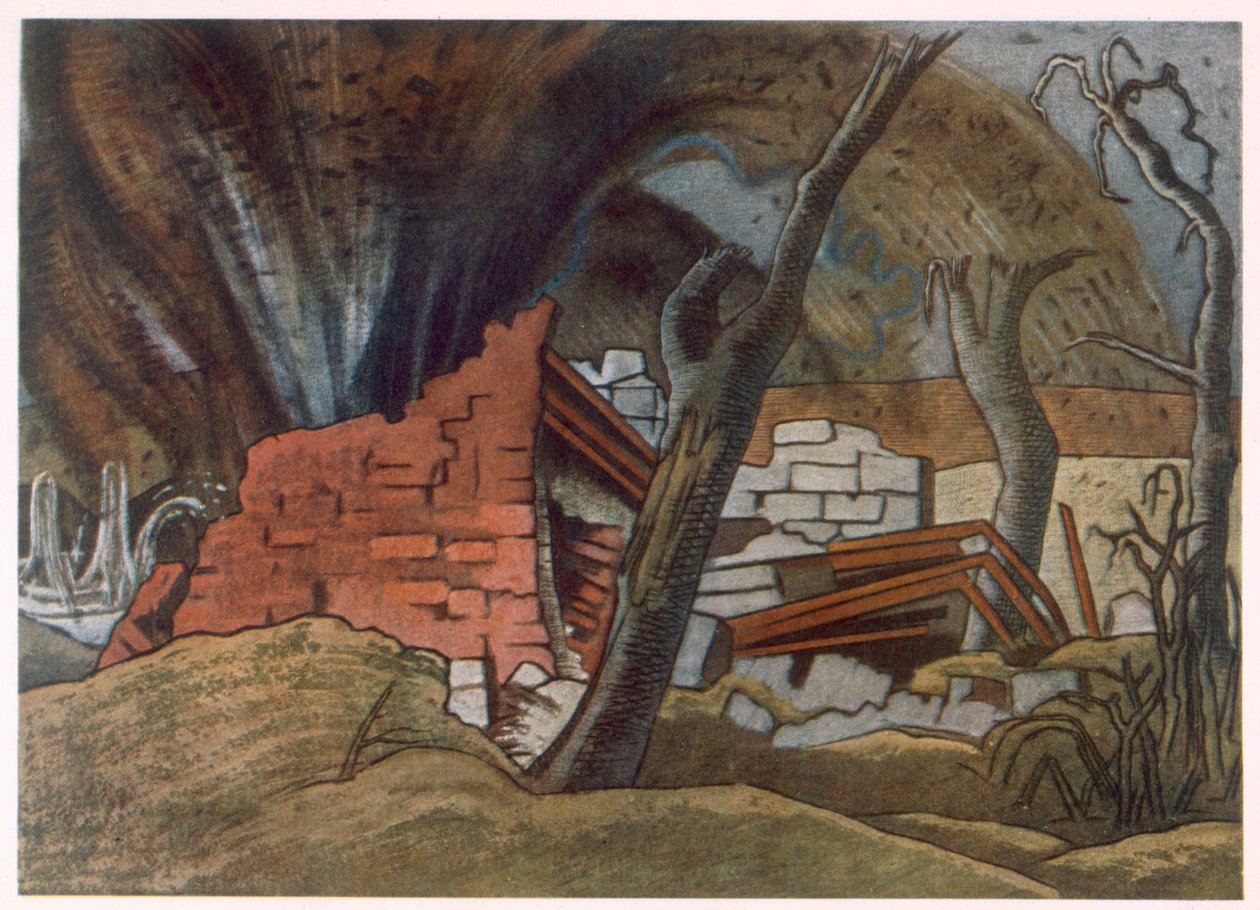 Exploderende granaat, uit Britse kunstenaars aan het front, Vervolg van het Westelijk Front, Deel Drie, Paul Nash door Paul Nash