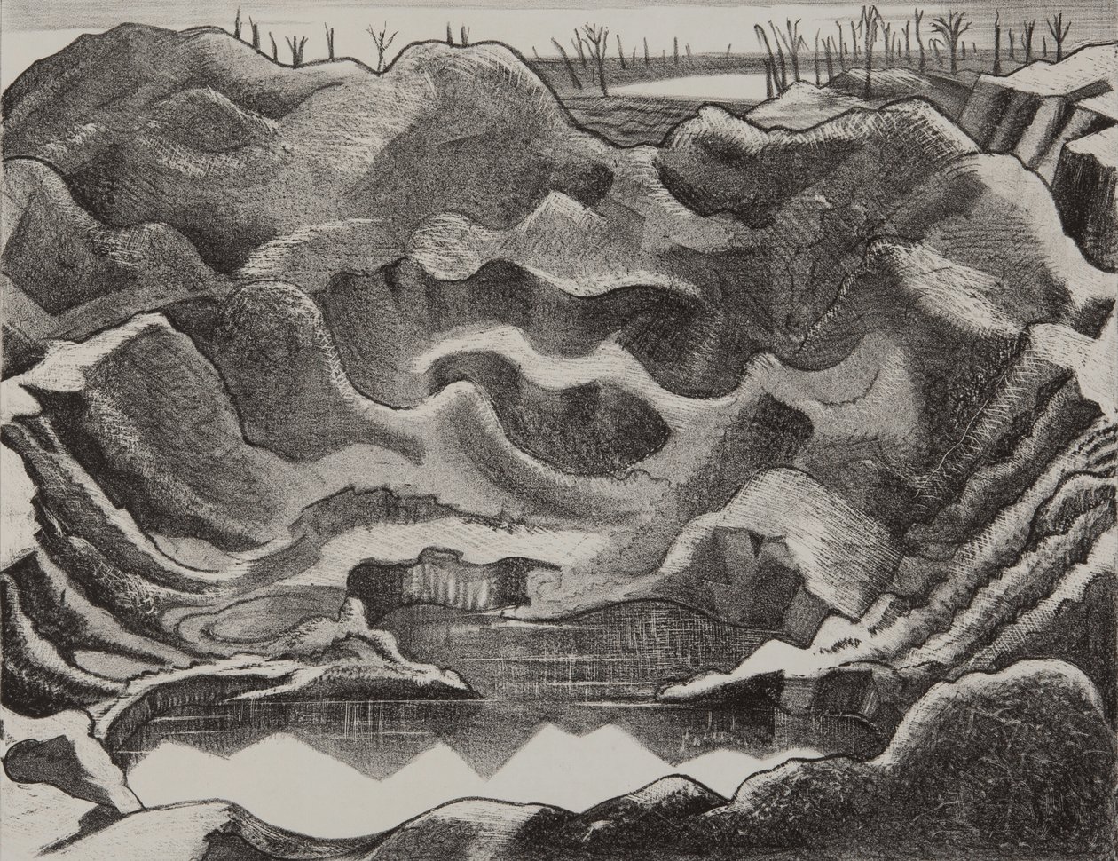 De mijnkrater, Hill 60, Ieper Salient door Paul Nash
