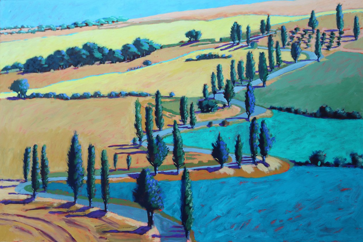 Toscaanse zomer, 2021 (acryl op board) door Paul Powis