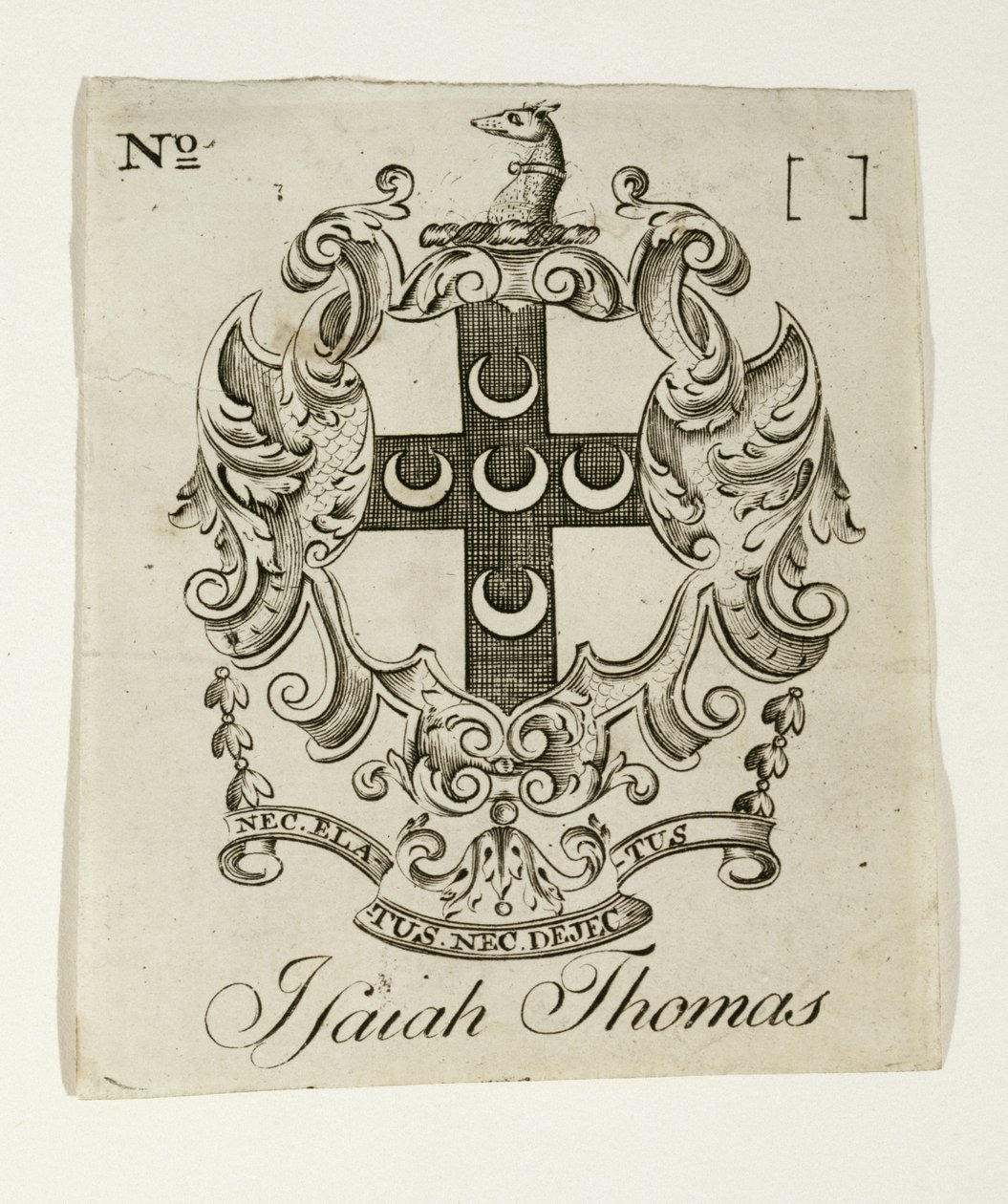 Boekplaat voor Isaiah Thomas (1749-1831), c. 1765-1770 door Paul Revere