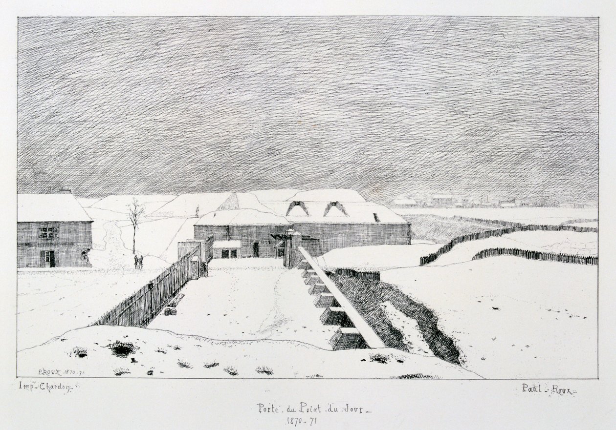 Porte du Point du Jour, Beleg van Parijs, 1870-1871 door Paul Roux