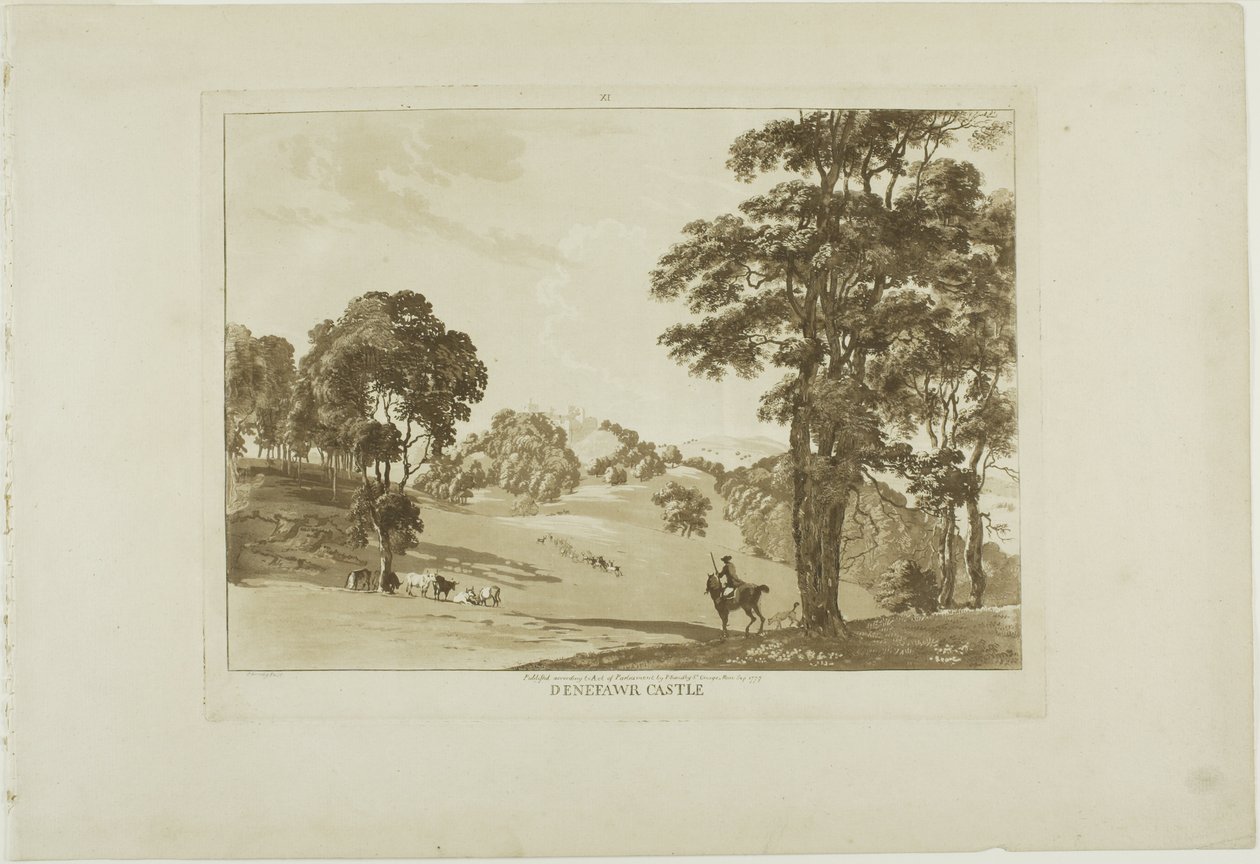 Kasteel Denefawr, plaat elf uit Twelve Views in Wales door Paul Sandby