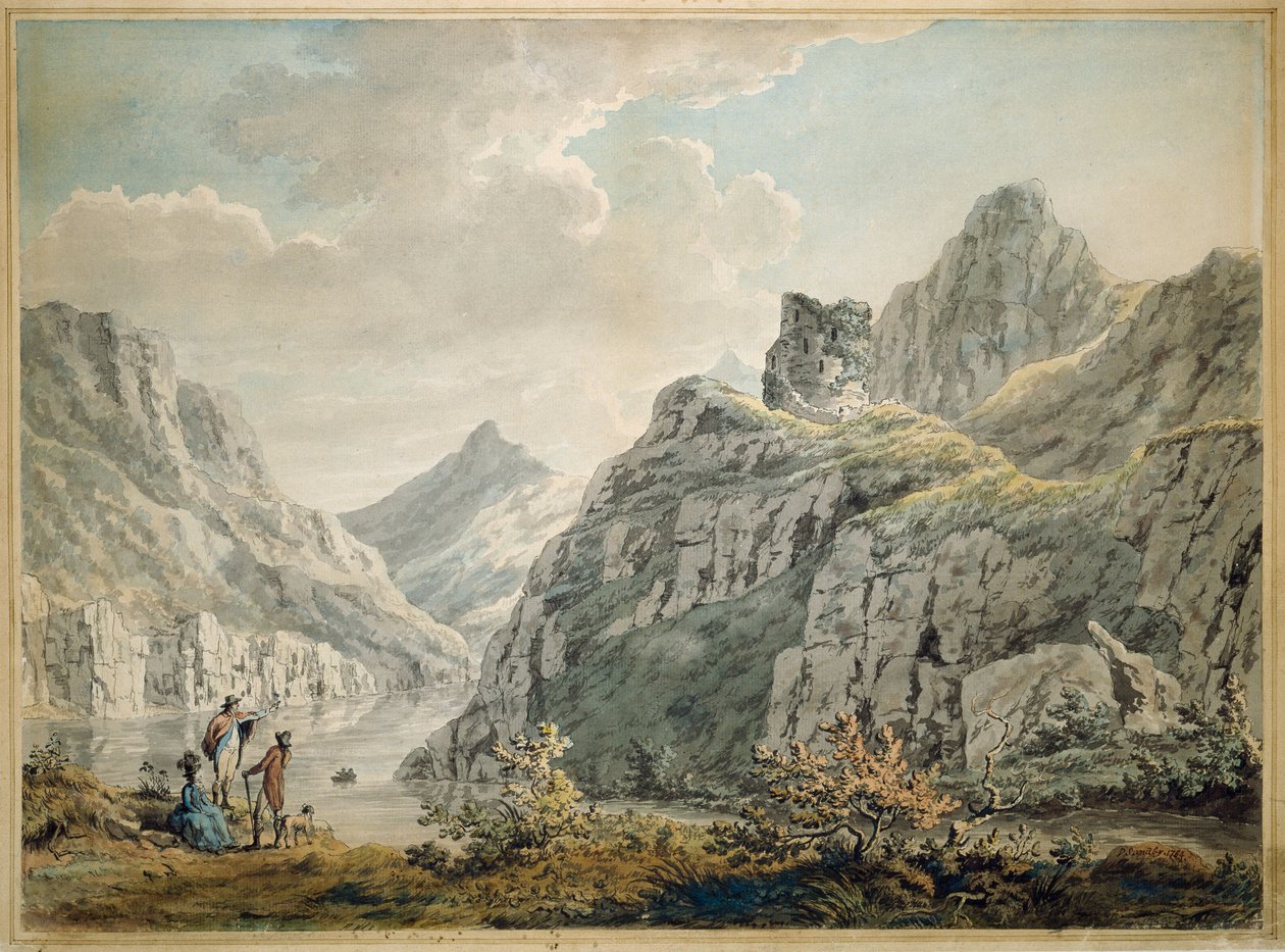 Dolbardarn Kasteel en Llanberris Meer, 1764 door Paul Sandby