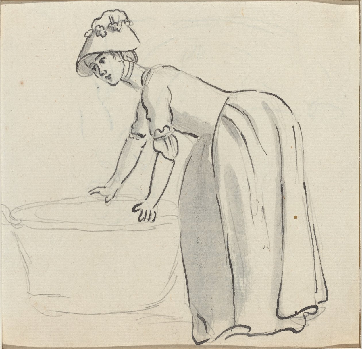 Meisje met een Hoedje aan het Werk [recto] door Paul Sandby