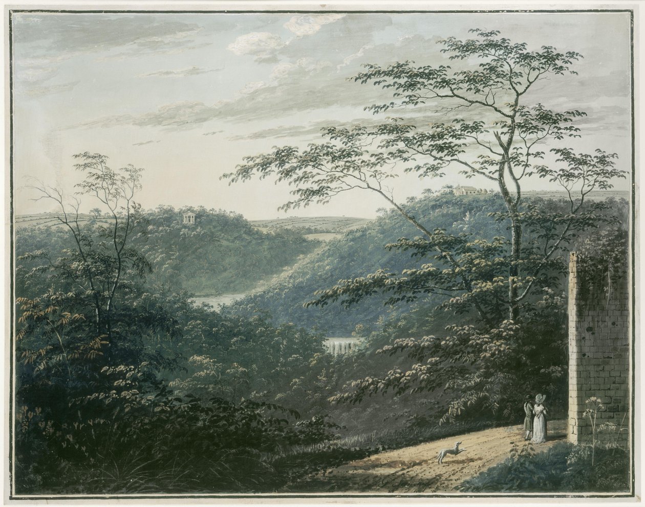 Landschap met waterval en tempel door Paul Sandby