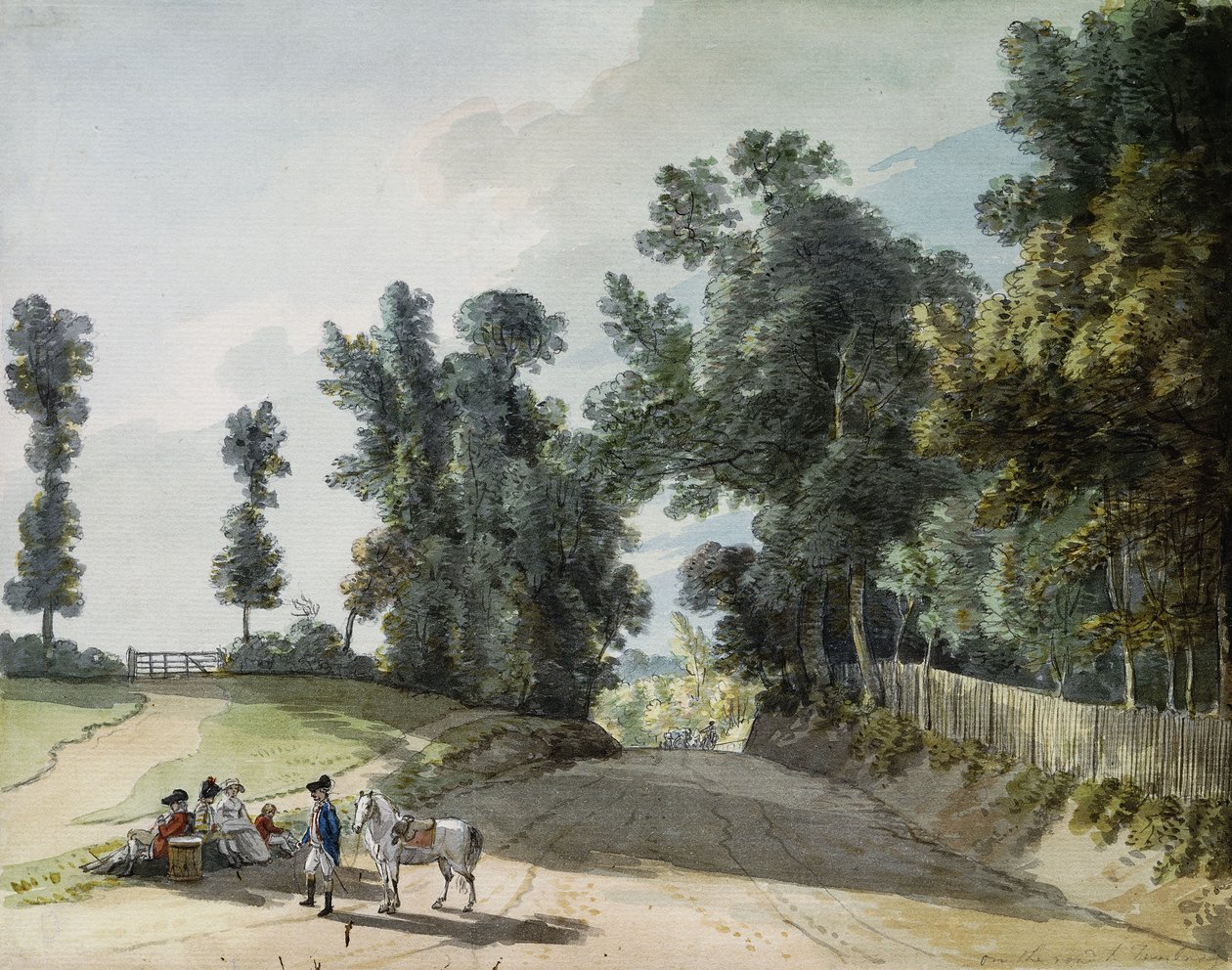 Op weg naar Tonbridge: Reizigers rusten aan de kant van de weg door Paul Sandby