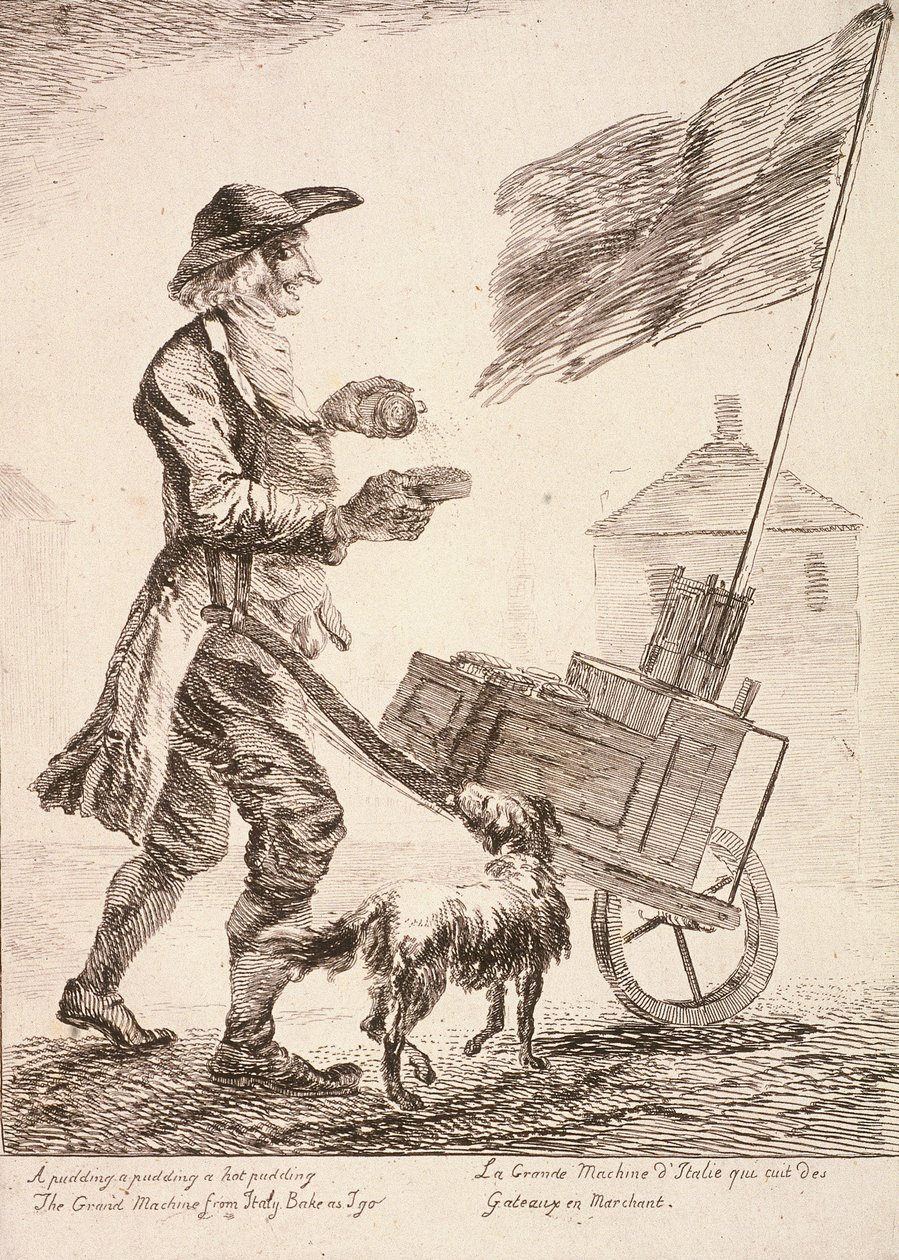 Puddingverkoper, Cries of London, 1760 door Paul Sandby