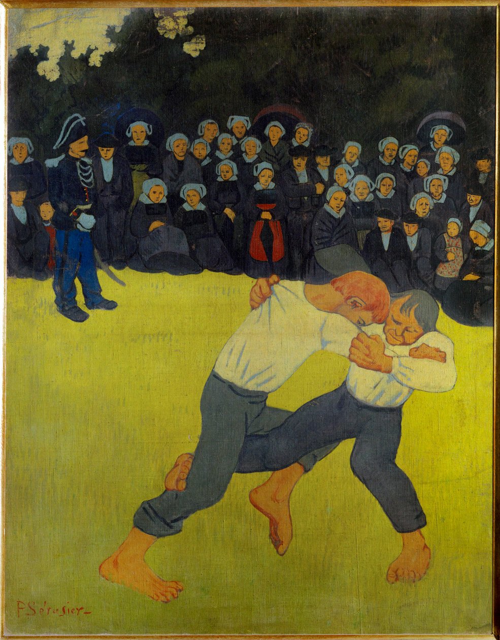 La lutte Bretonne (schilderij op doek) door Paul Serusier