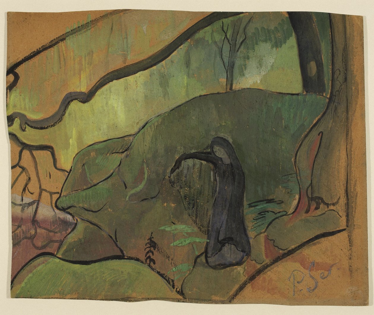 Slaap van de aarde (Bretonse vrouw in het bos) door Paul Sérusier