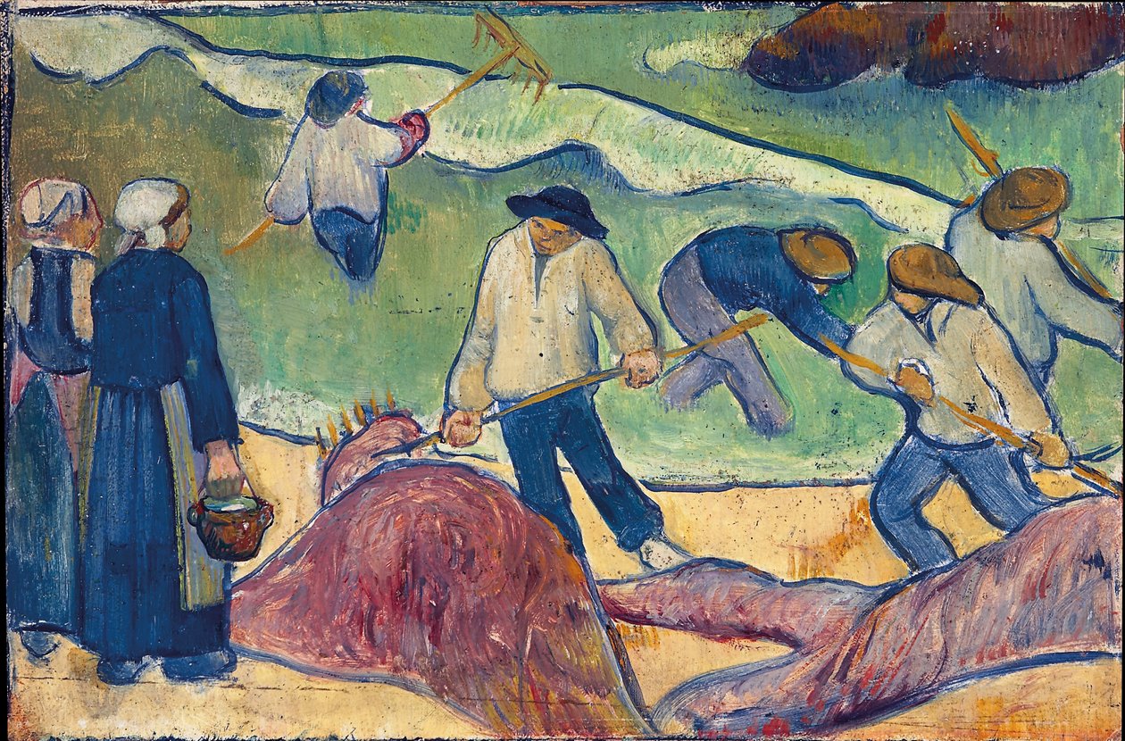 Klein landschap met zeewiervissers door Paul Sérusier