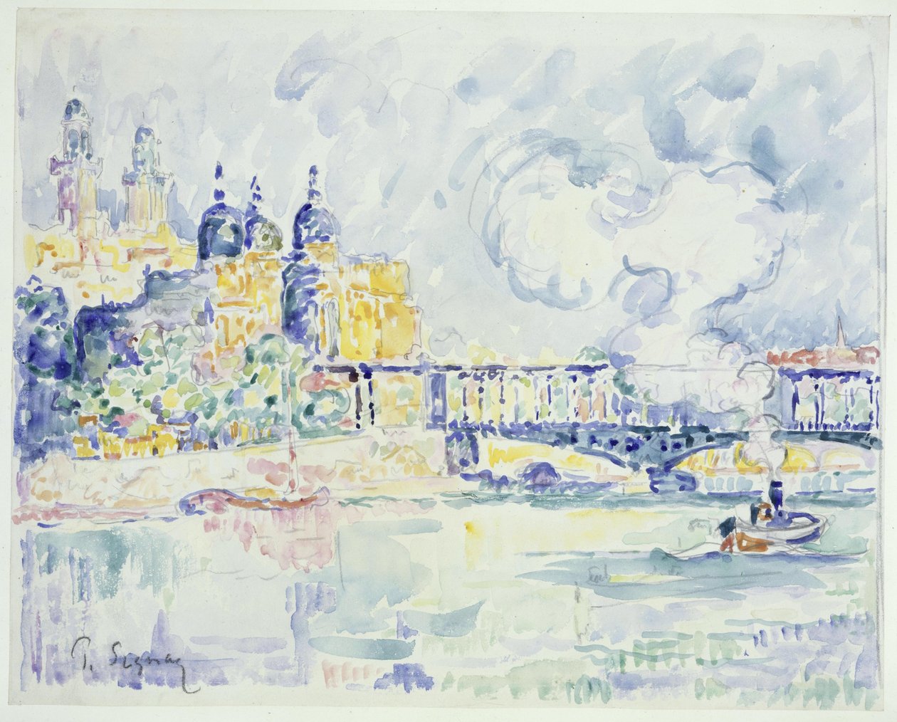 De Seine met het Trocadéro en de Pont de Passy in Parijs door Paul Signac