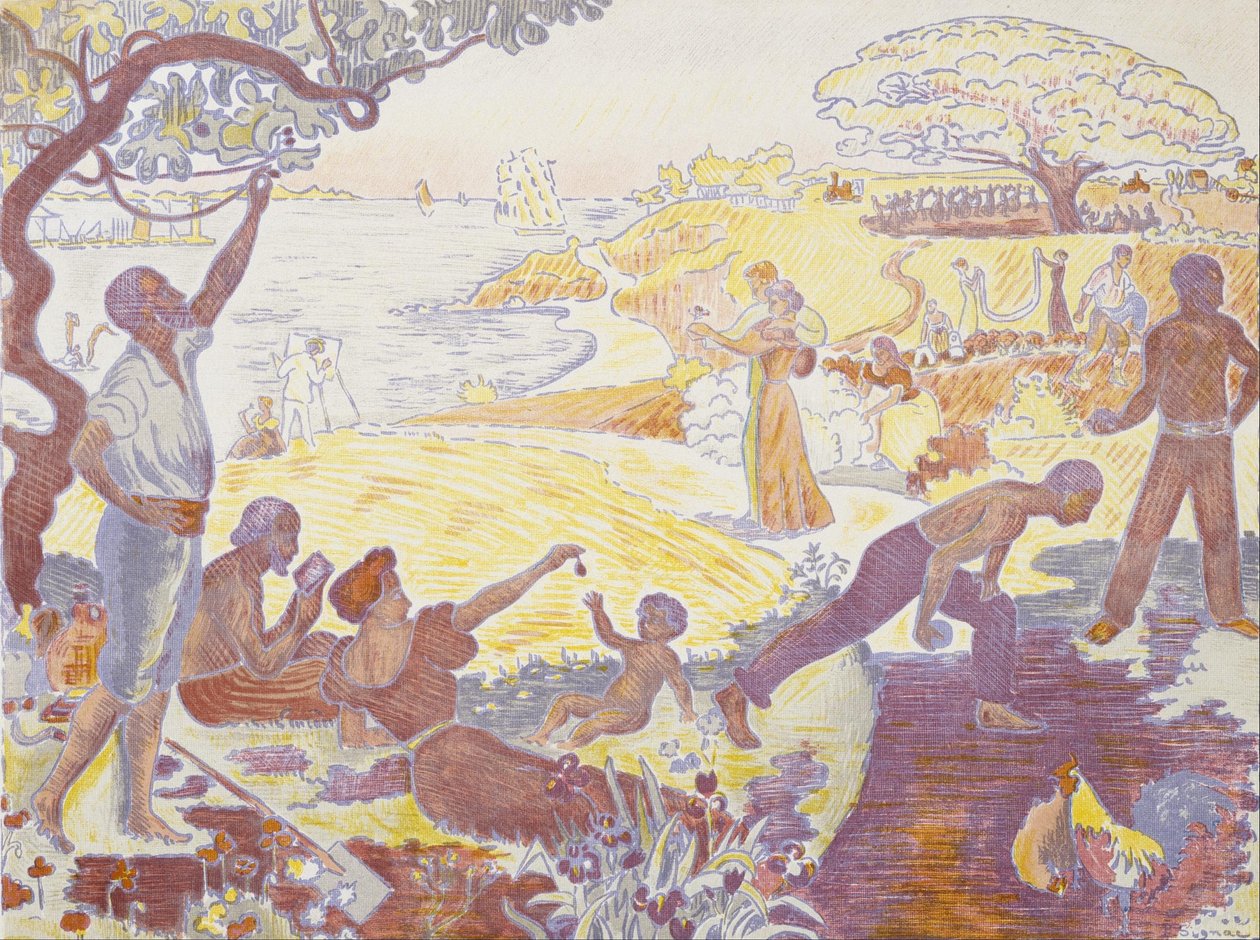 In de tijd van harmonie: De levensvreugde - Zondag aan zee door Paul Signac