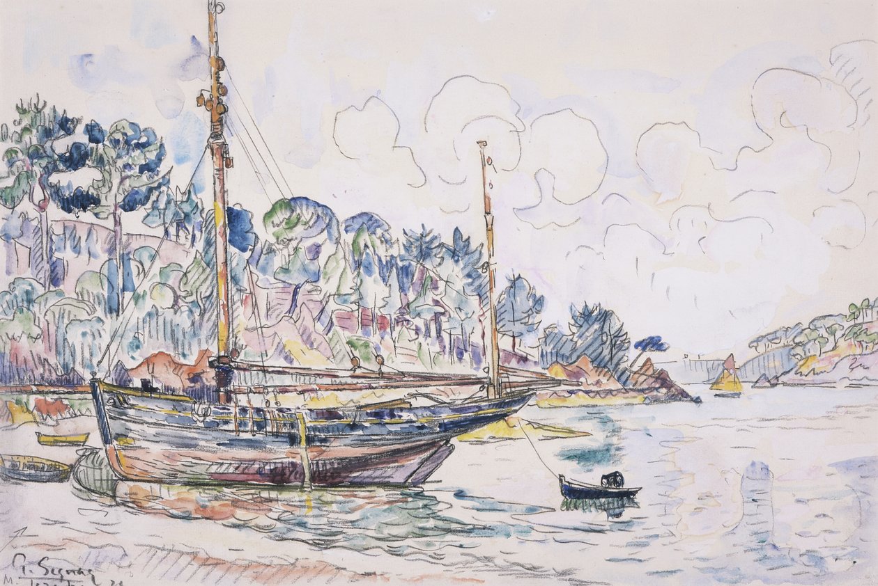 Lézardrieux: de kust door Paul Signac