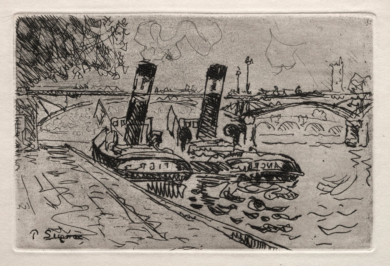 Parijs, De Pont des Arts met Remorqeurs door Paul Signac