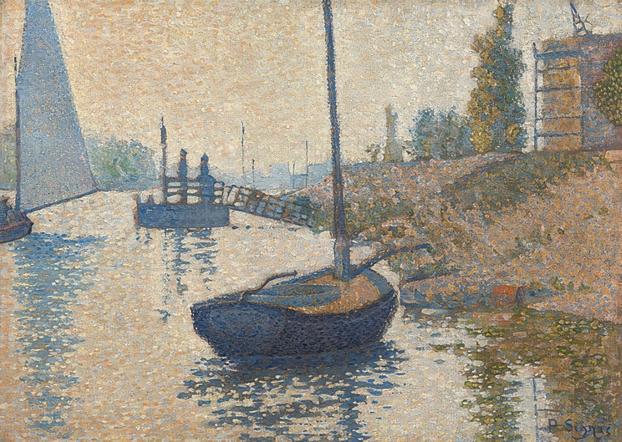 Ponton de la Félicité bij Asnières door Paul Signac