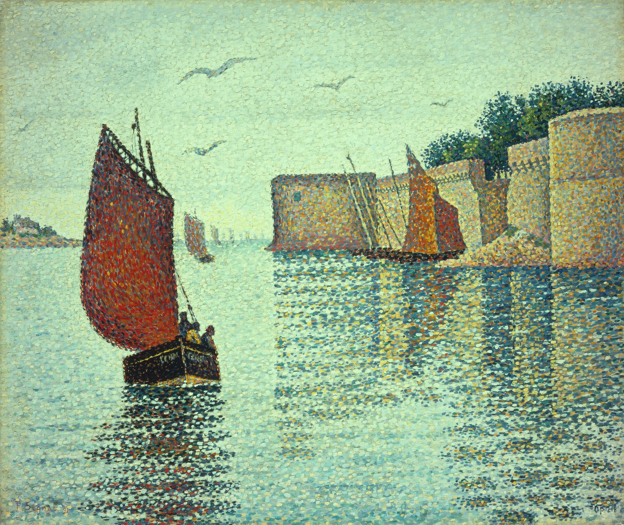Sardineboot en de oude stad, Concarneau door Paul Signac