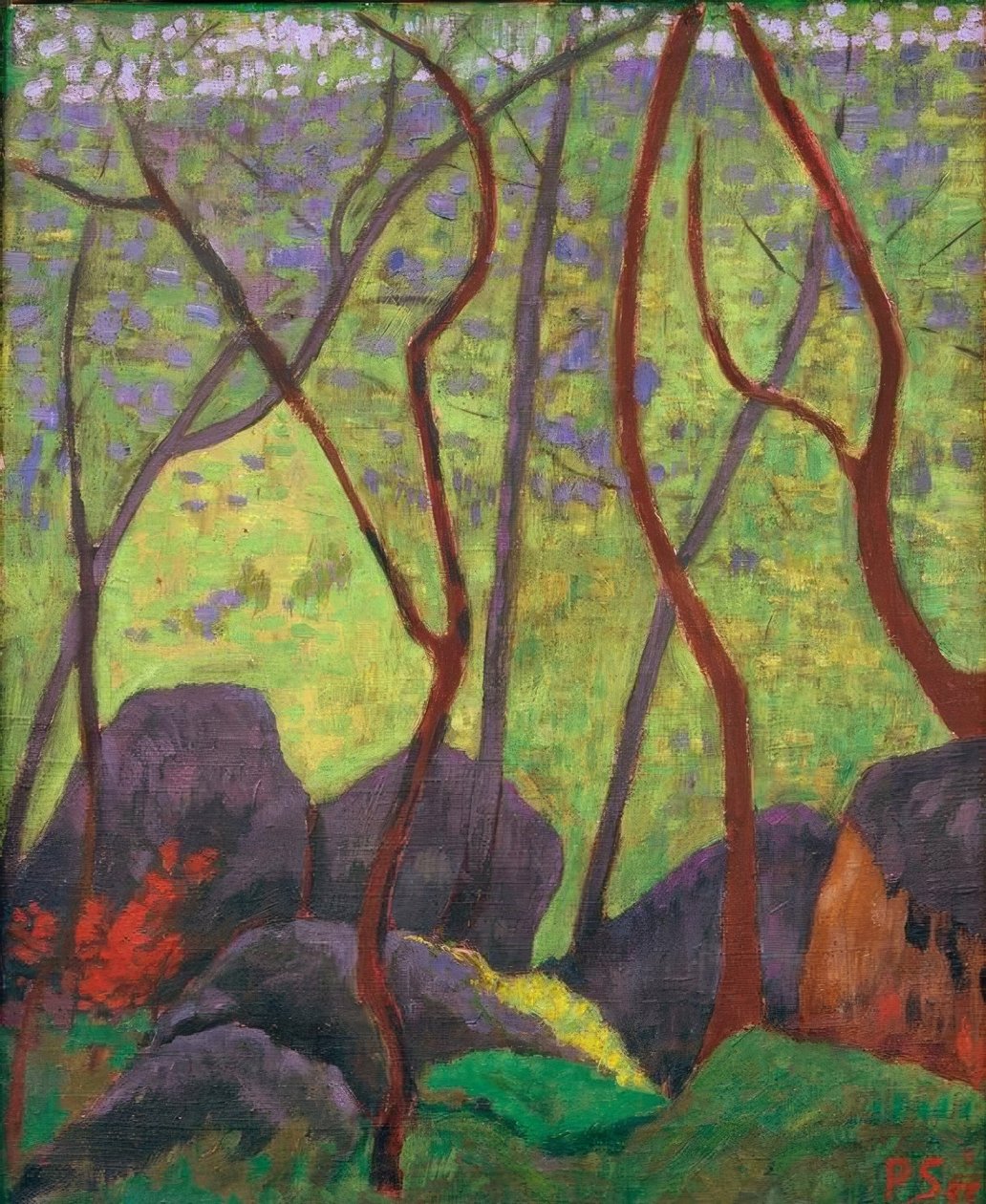 Rotsen in het bos van Huelgoat door Paul Sérusier
