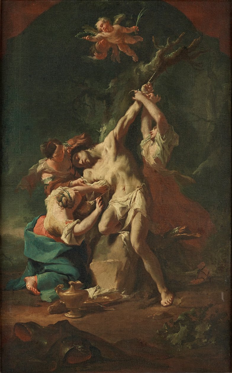 De heilige Sebastian en de vrouwen door Paul Troger