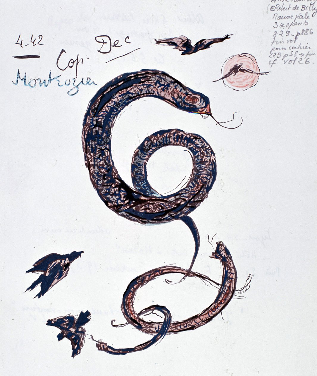 Slangen - Tekening door Paul Valéry door Paul Valery