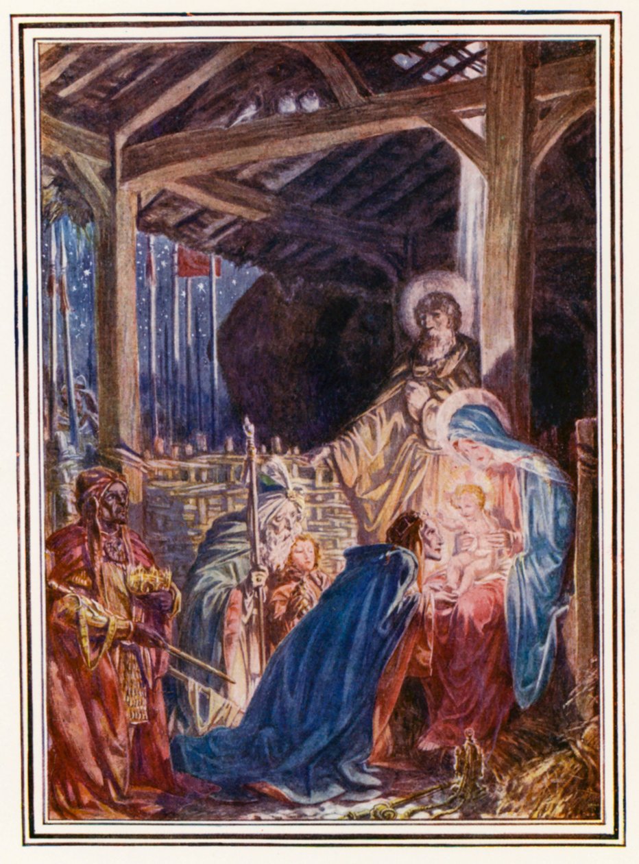 De wijzen uit het oosten (kleurenlitho) door Paul Vincent Woodroffe