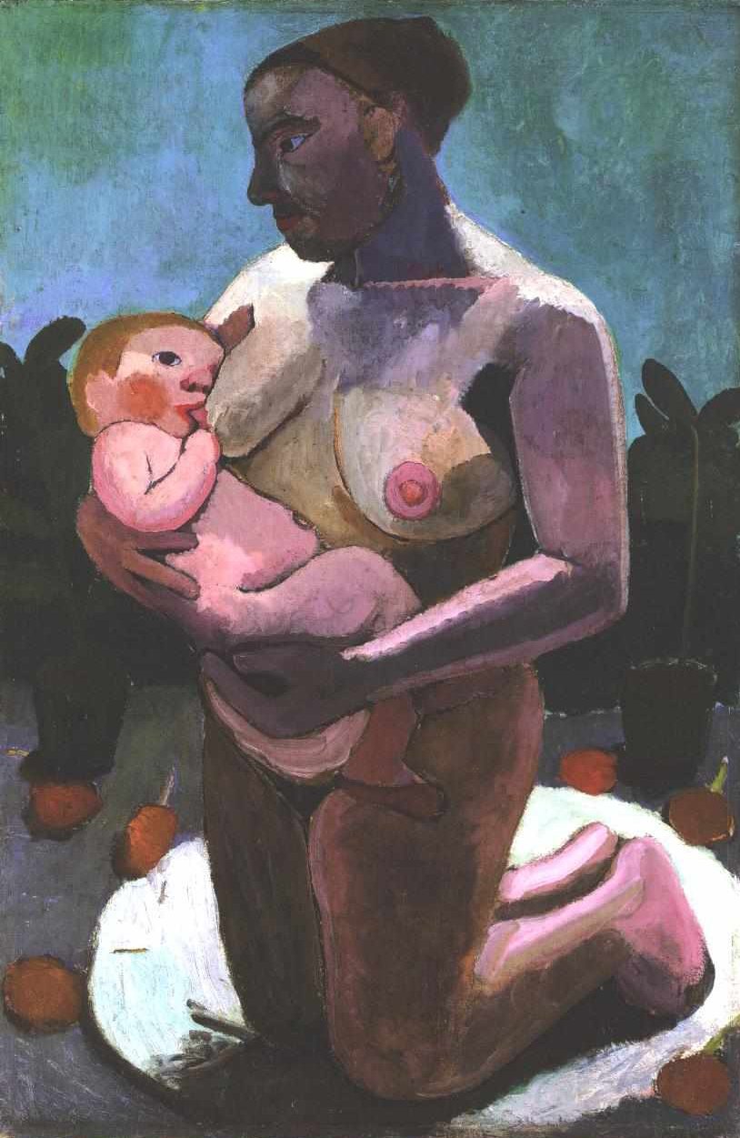Knielende moeder met kind door Paula Modersohn Becker