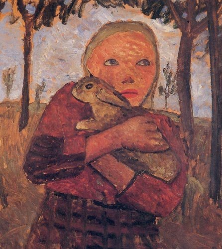 Meisje met konijn door Paula Modersohn Becker