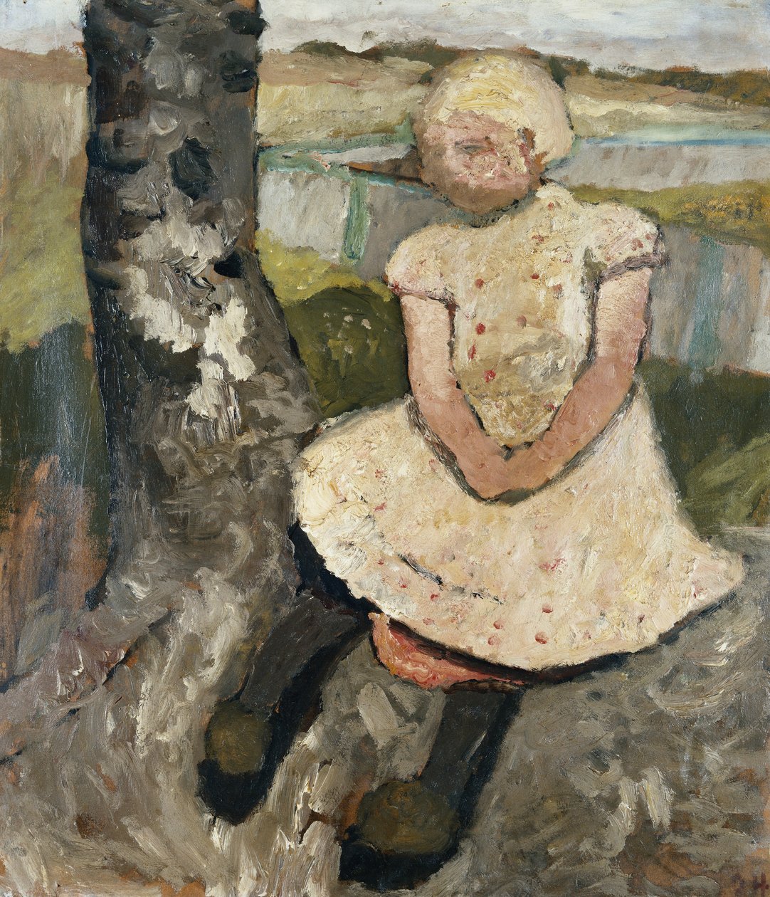 Kind zittend onder een boom, ca. 1905 door Paula Modersohn Becker