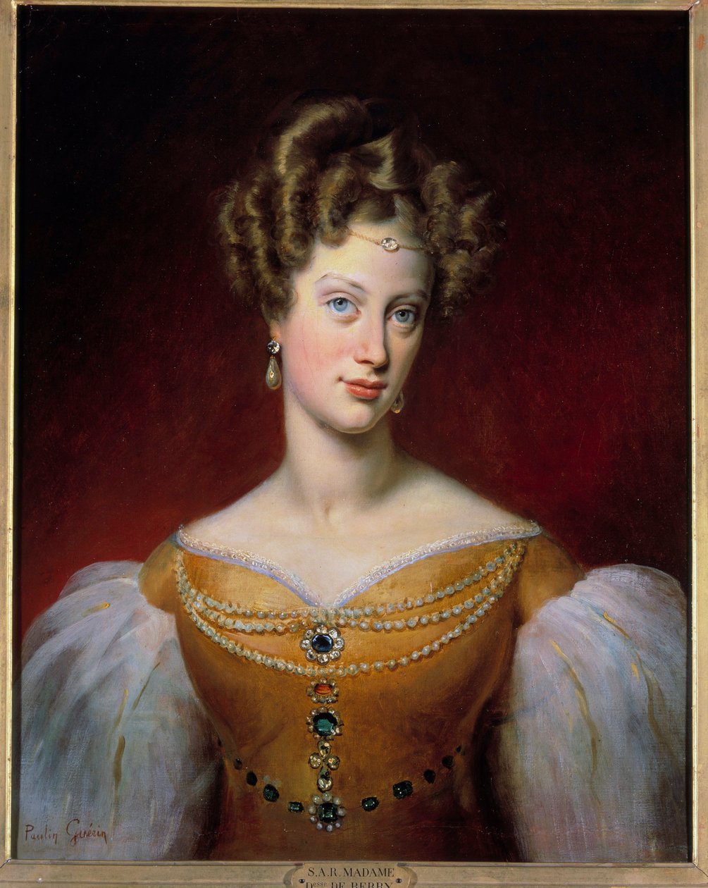 Portret van Marie Caroline, Prinses van Bourbon - Sicilië en Hertogin van Berry (1798-1870) door Paulin Jean Baptiste Guerin