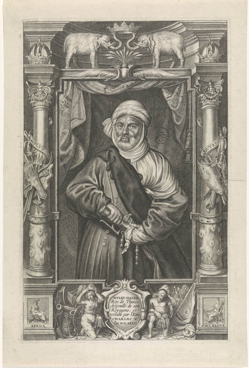 Portret van Mulay Hasan, koning van Tunis door Paulus Pontius
