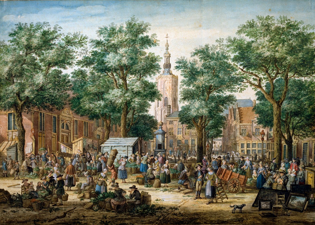 De Grote Groene Markt in Den Haag, 1769 door Paulus Constantijn la Fargue