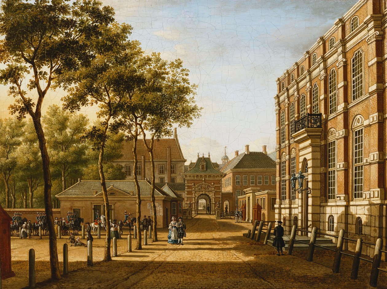 Den Haag: de Mauritspoort en het Binnenhof gezien vanaf het Plein door Paulus Constantijn la Fargue