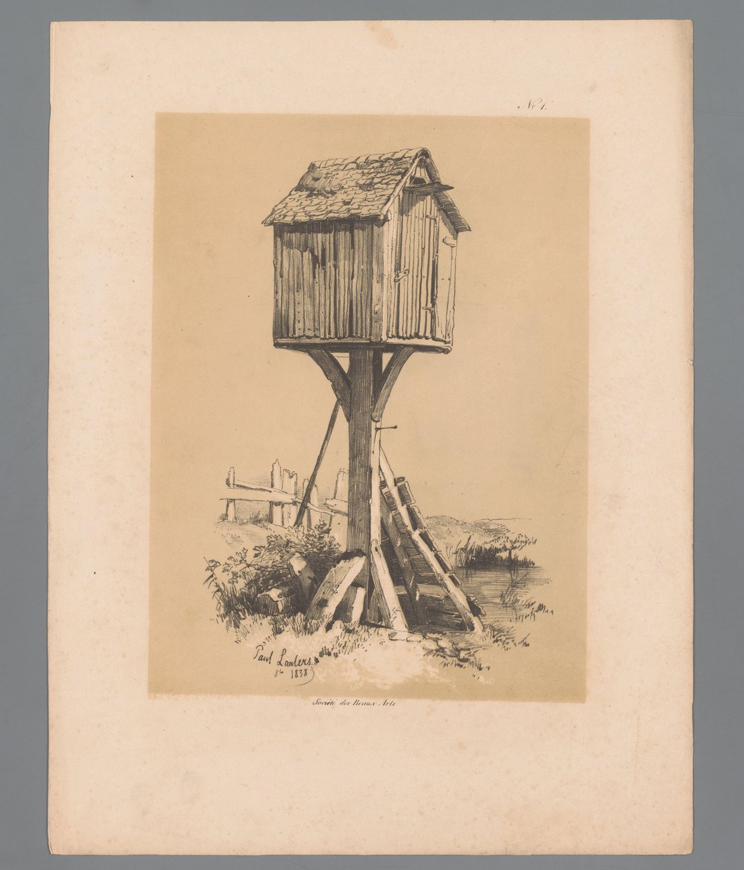 Landschap met duiventil door Paulus Lauters