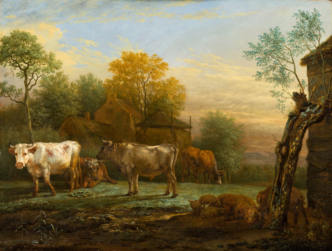 Runderen in een weide door Paulus Potter