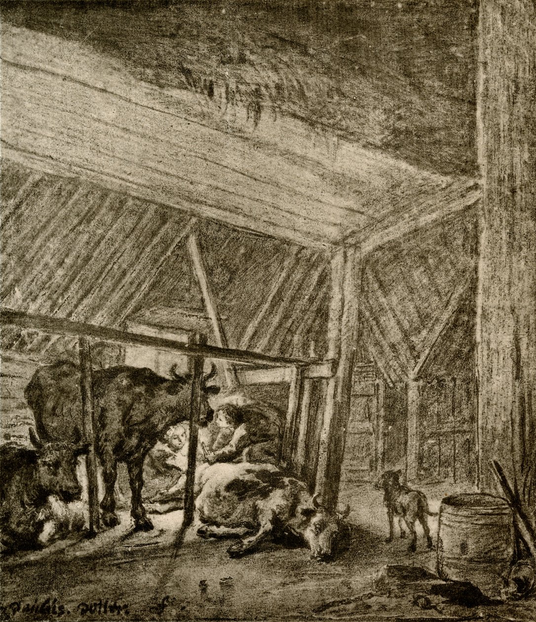 De kalvende koe door Paulus Potter