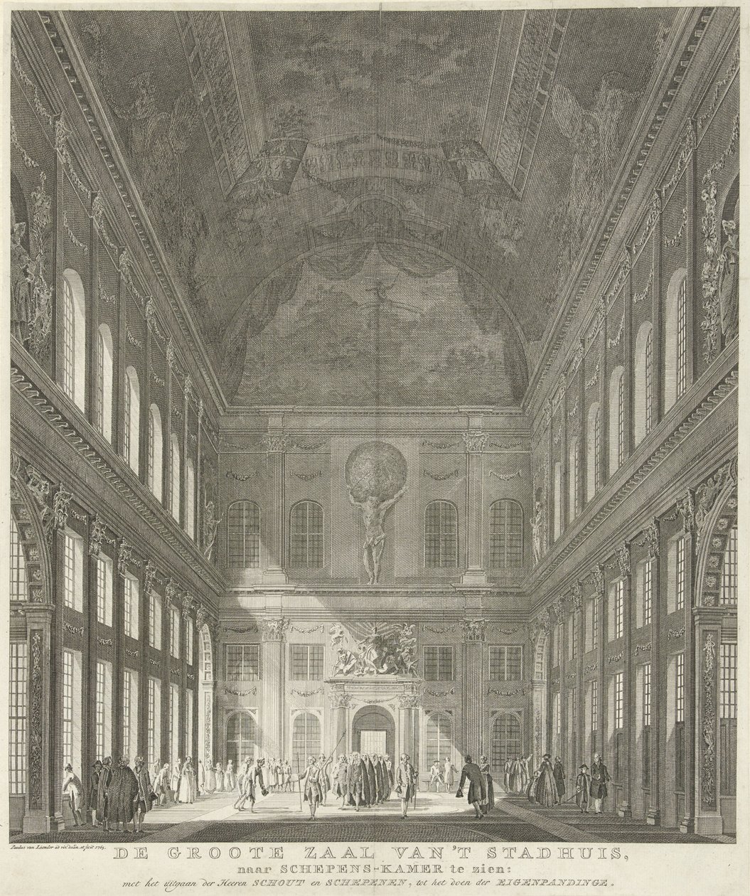 Burgerzaal in het Stadhuis op de Dam te Amsterdam door Paulus van Liender