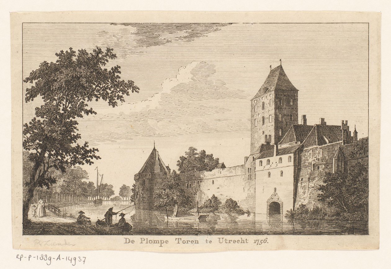 Gezicht op de Plompe Toren te Utrecht, 1756 door Paulus van Liender