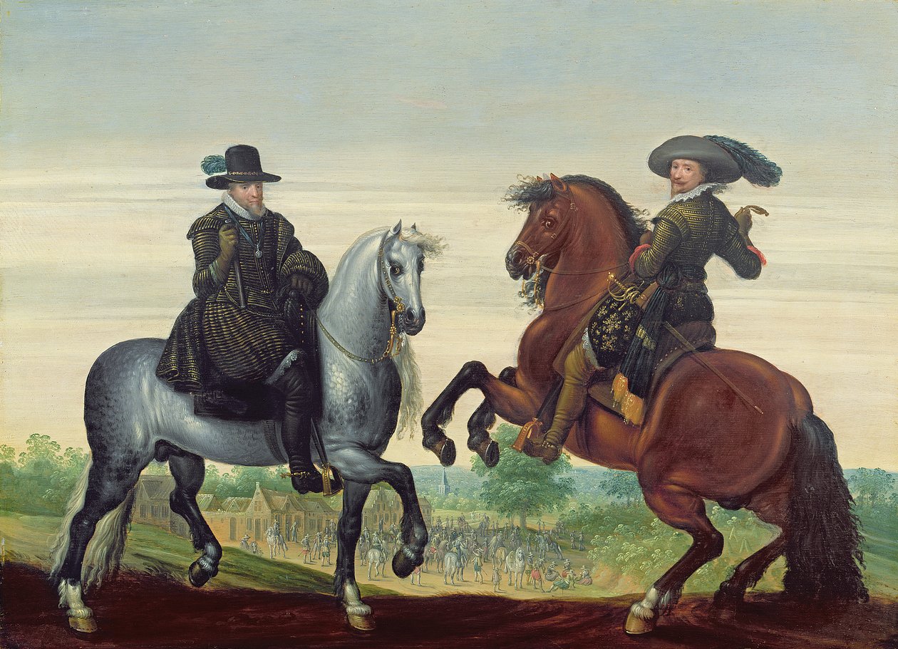 Maurits (1567-1625) en Frederik Hendrik (1584-1647) van Nassau, Prinsen van Oranje door Pauwels van Hillegaert
