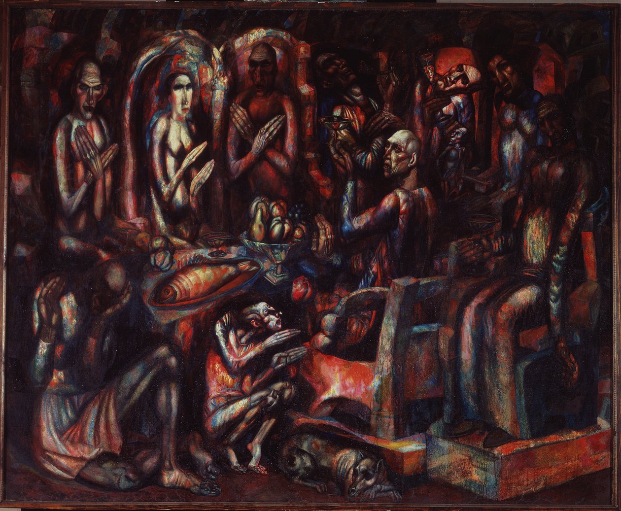"Het Koningsfeest" Schilderij van Pavel Nikolayevich Filonov (1883-1941) 1913 Staats Russisch Museum, Sint-Petersburg door Pawel Nikolajewitsch Filonow