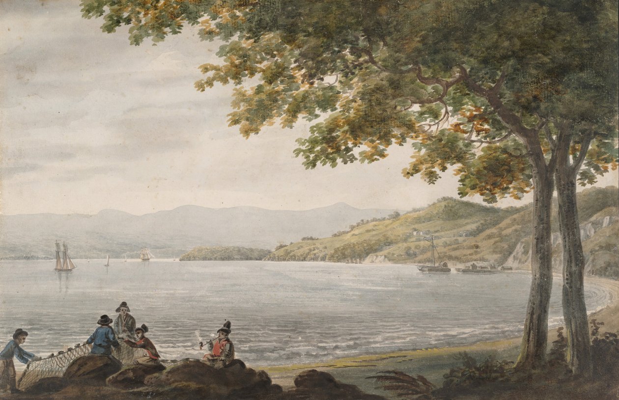 Shad-vissers aan de oever van de Hudson-rivier door Pavel Petrovic Svin