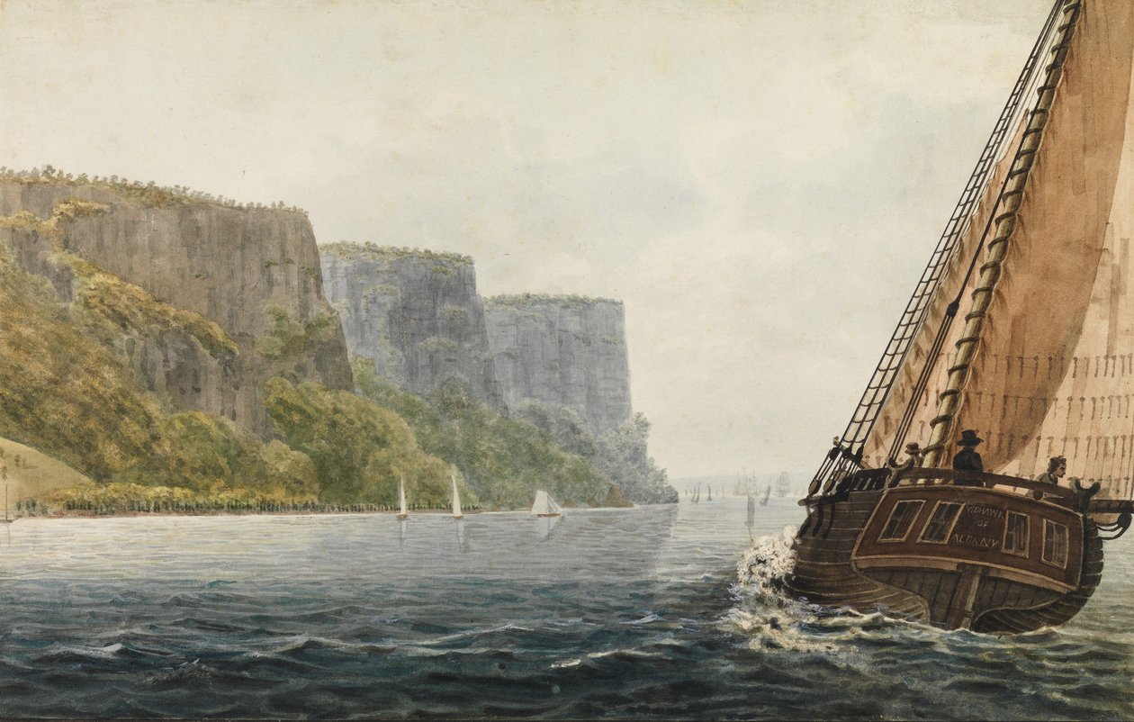 De Packet Mohawk van Albany passeert de Palisades, 1811-ca. 1813 door Pavel Petrovic Svin