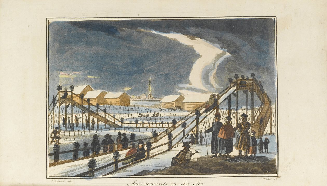 Vermaak op het ijs, 1813 door Pavel Petrovich Svinyin