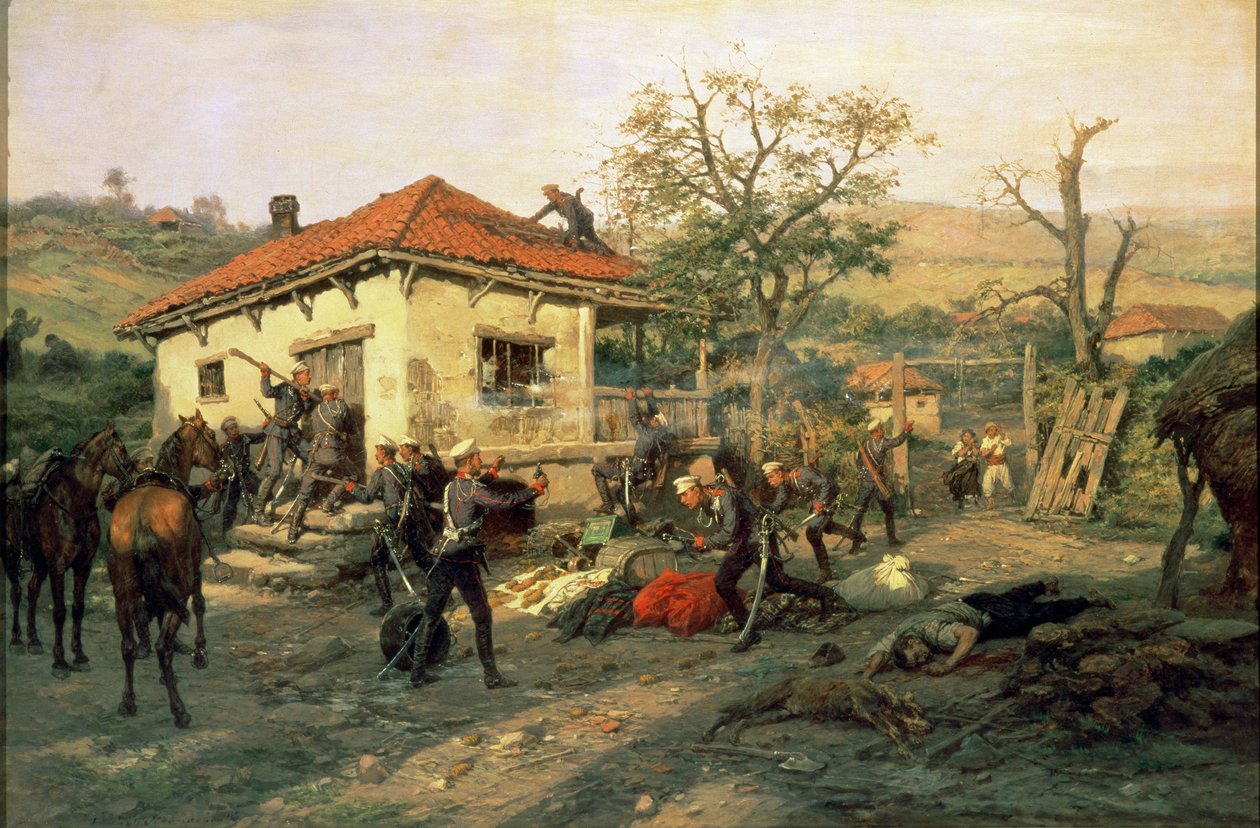 Een scène uit de Russisch-Turkse oorlog in 1876-77 door Pawel Kowalewsky