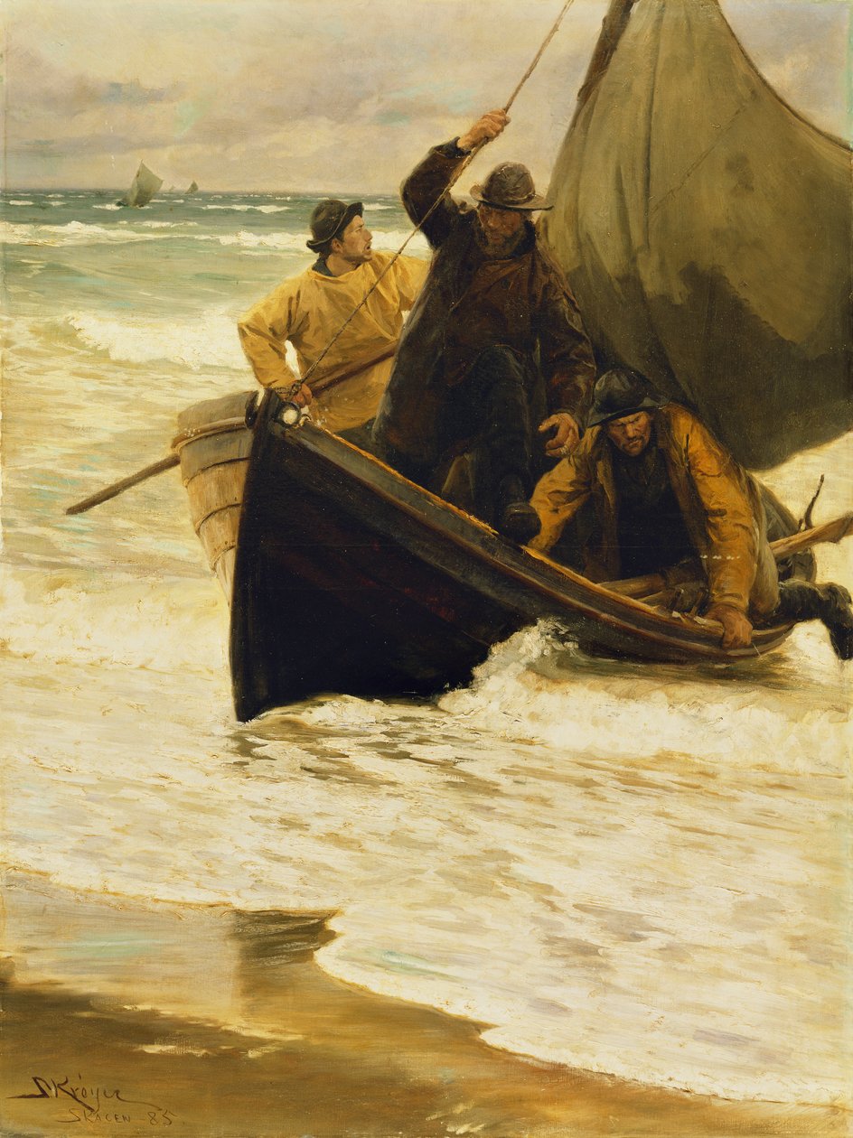 Visser keert terug naar huis, Skagen, 1885 door Peder Severin Krøyer