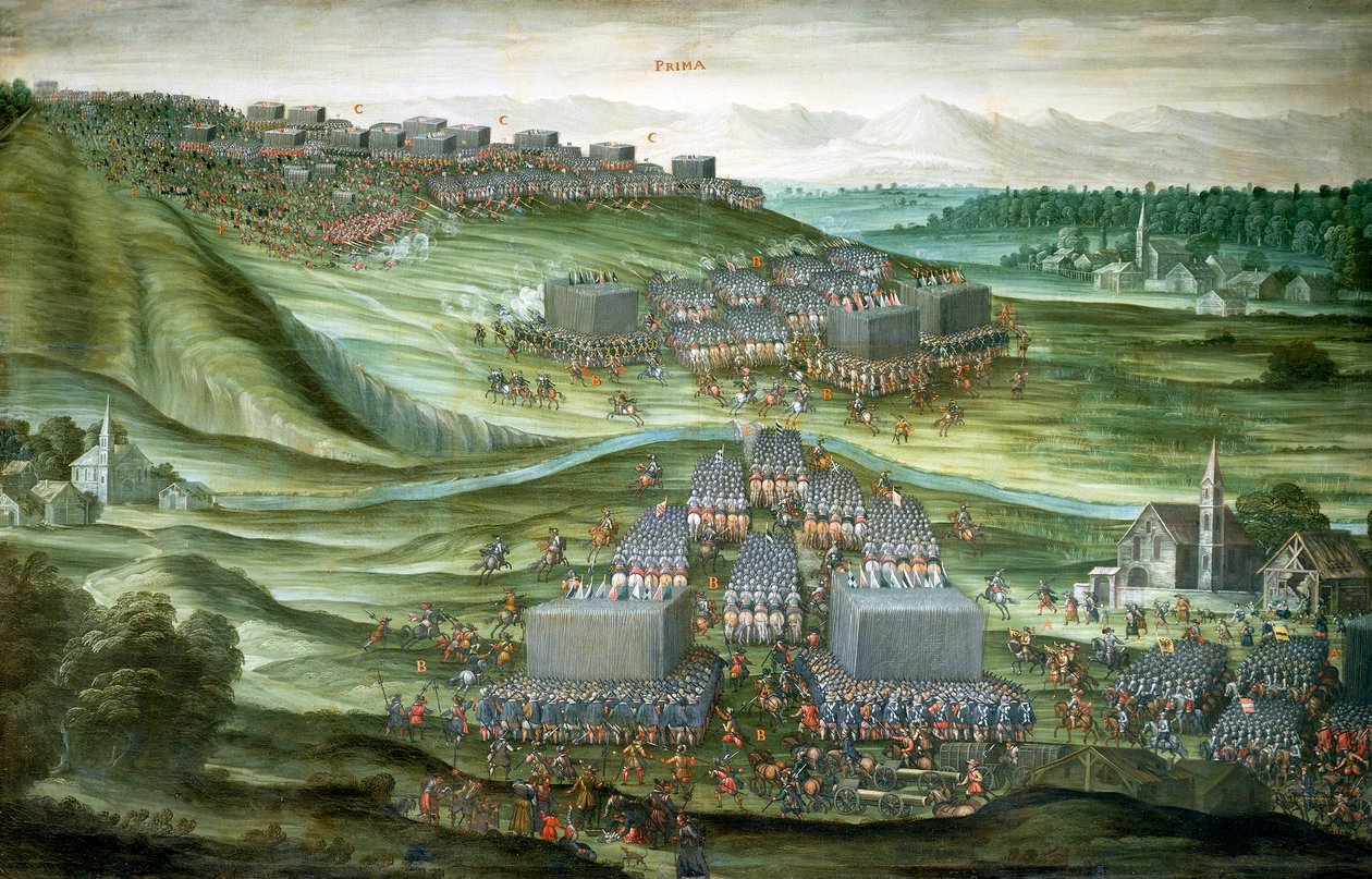 Ontplooiing van troepen in Witte Berg in de eerste fase van de Slag om de Witte Berg op 7-8 november 1620, schilderij door Pieter Snayers, bewaard in de Kerk van Santa Maria della Vittoria, Rome door Peeter Snayers