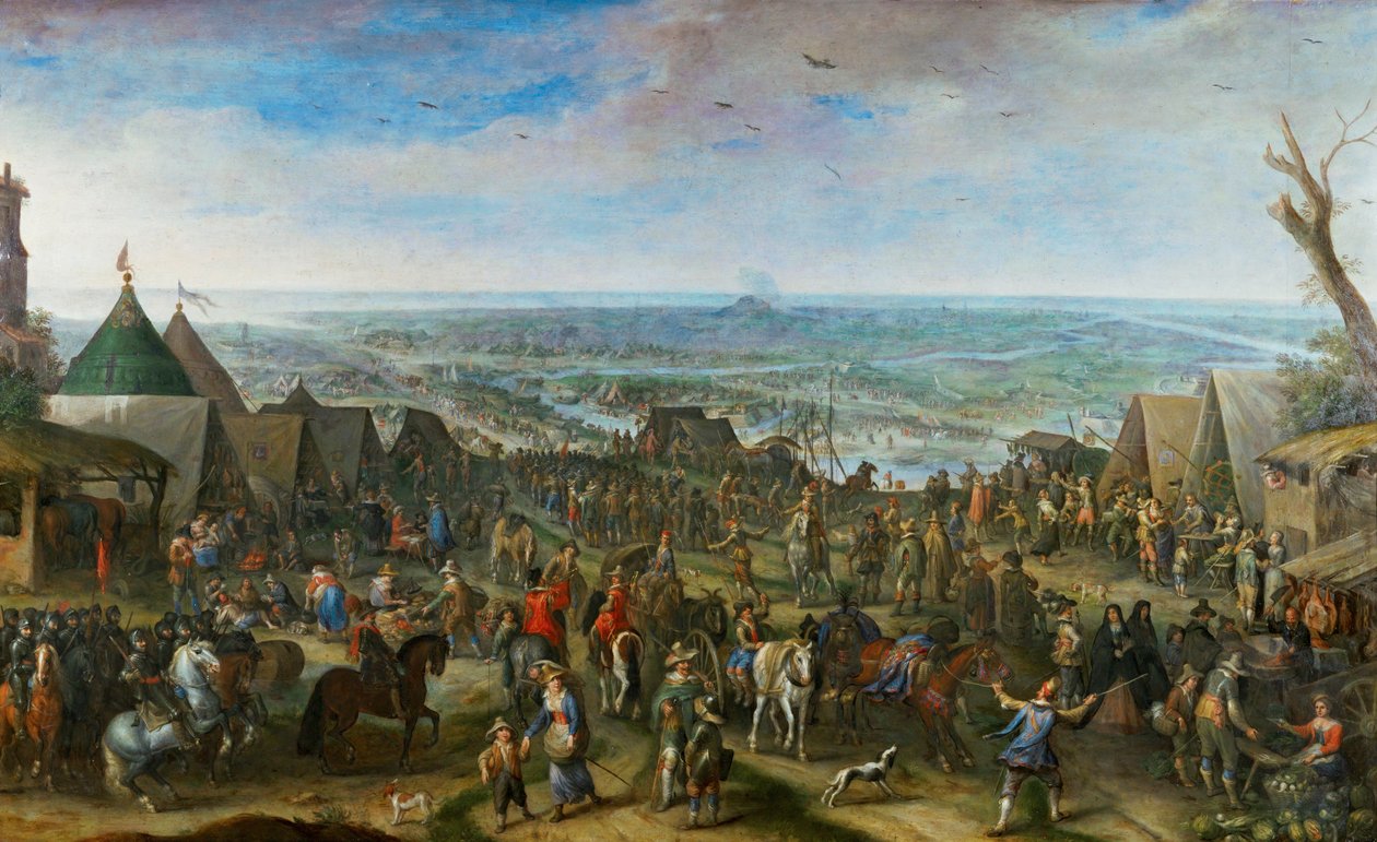 Soldaten in een kamp (koper) door Peeter Snayers