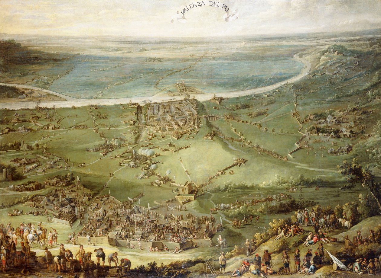 De Spaanse en Keizerlijke Troepen verslagen door Frankrijk en Savoye bij Valenza Po door Peeter Snayers