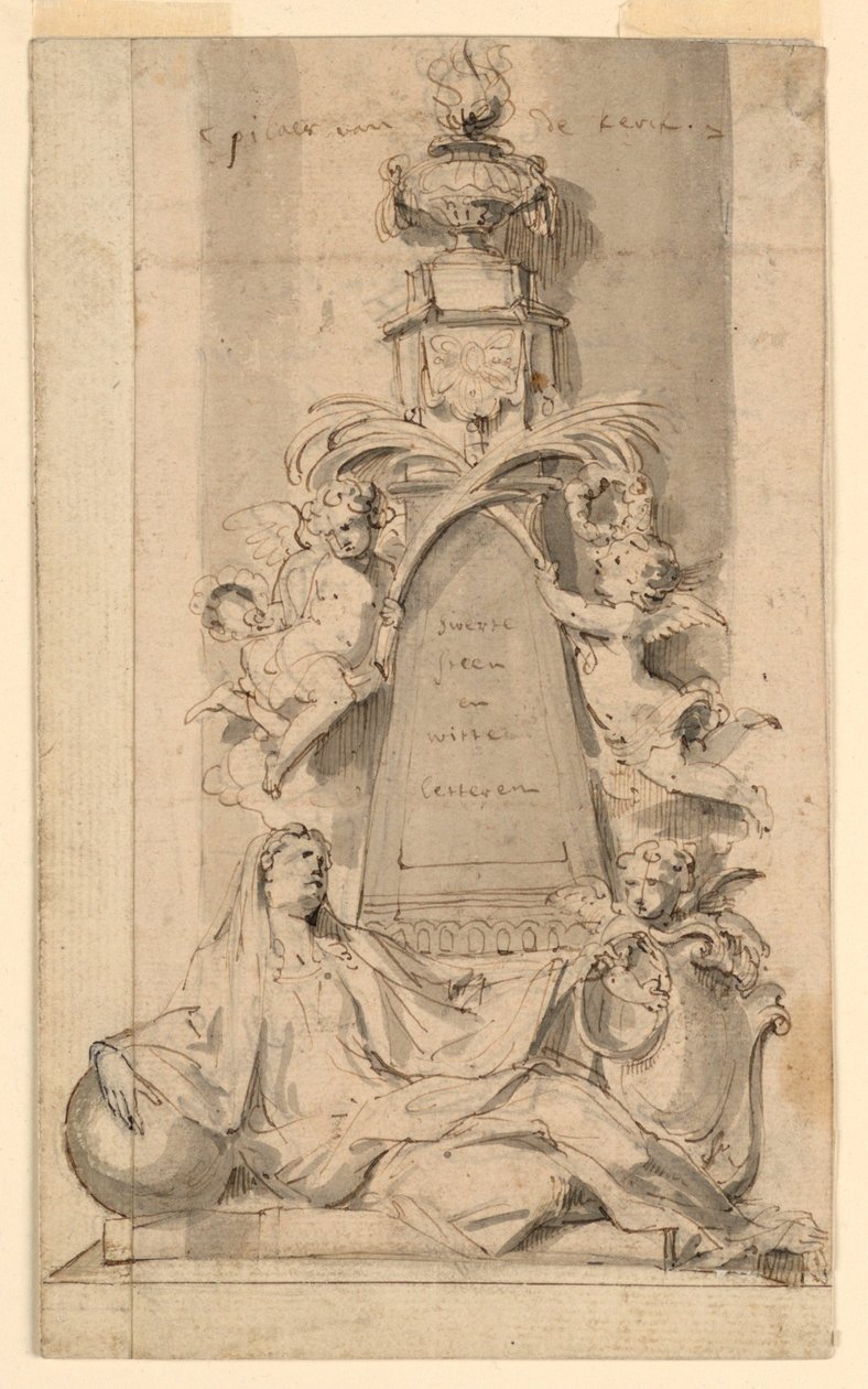 Ontwerp voor monument voor van der Cammen-Henriques in de kerk van St. Gumarus, Lier door Peeter Verbrugghen II