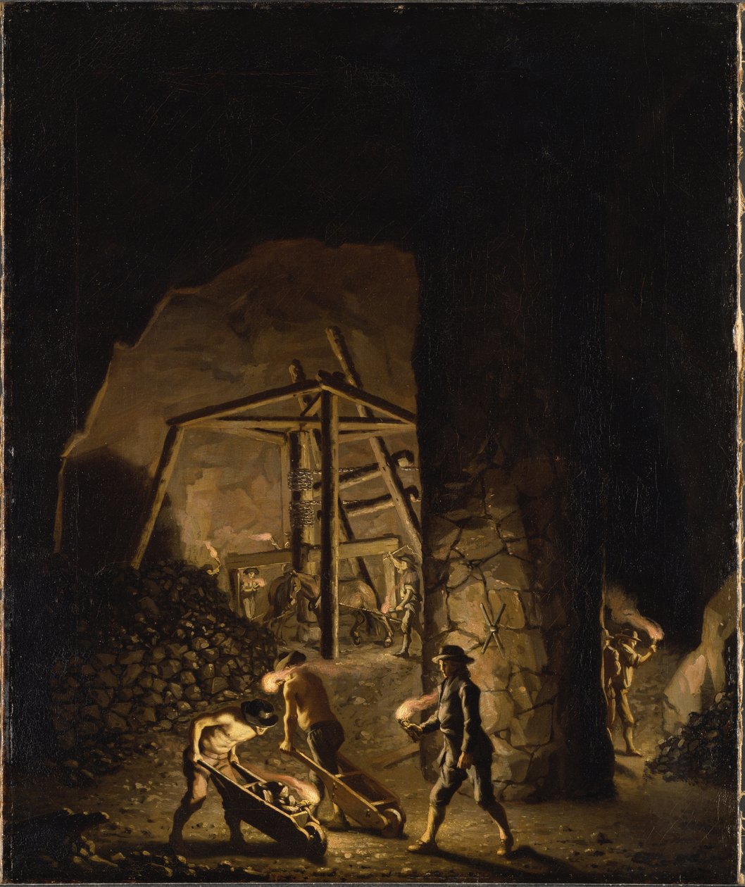 Een galerij in de kopermijnen van Falun door Pehr Hilleström