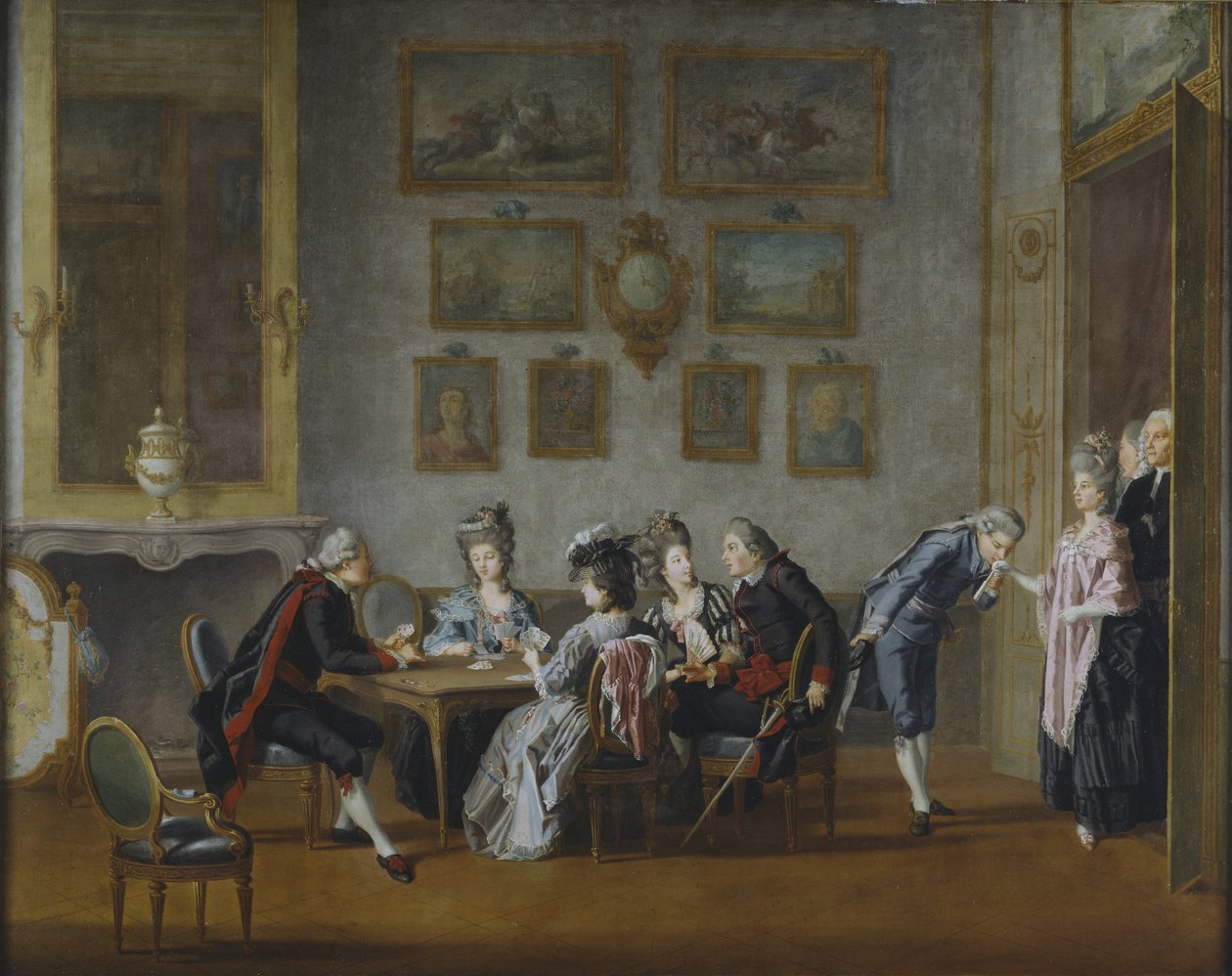 Kaartspel in het huis van Elis Schroderheim door Pehr Hilleström
