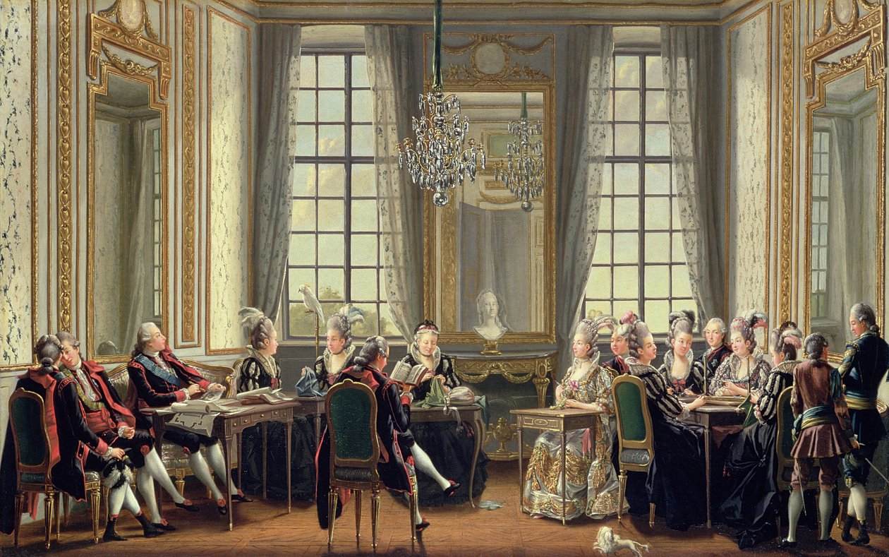 Gesprek in het Drottningholms Paleis, 1779 door Pehr Hilleström